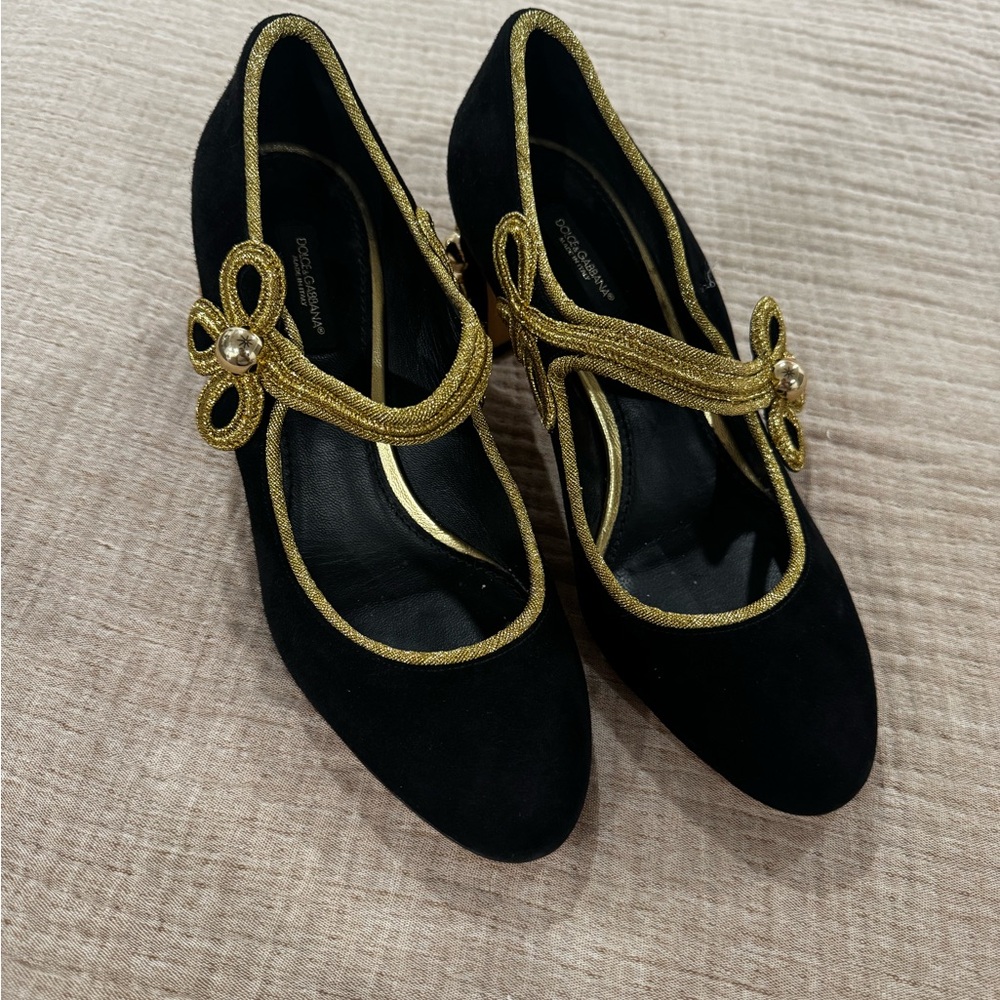 Dolce & Gabbana black suede Mary Jane Valley Pumps